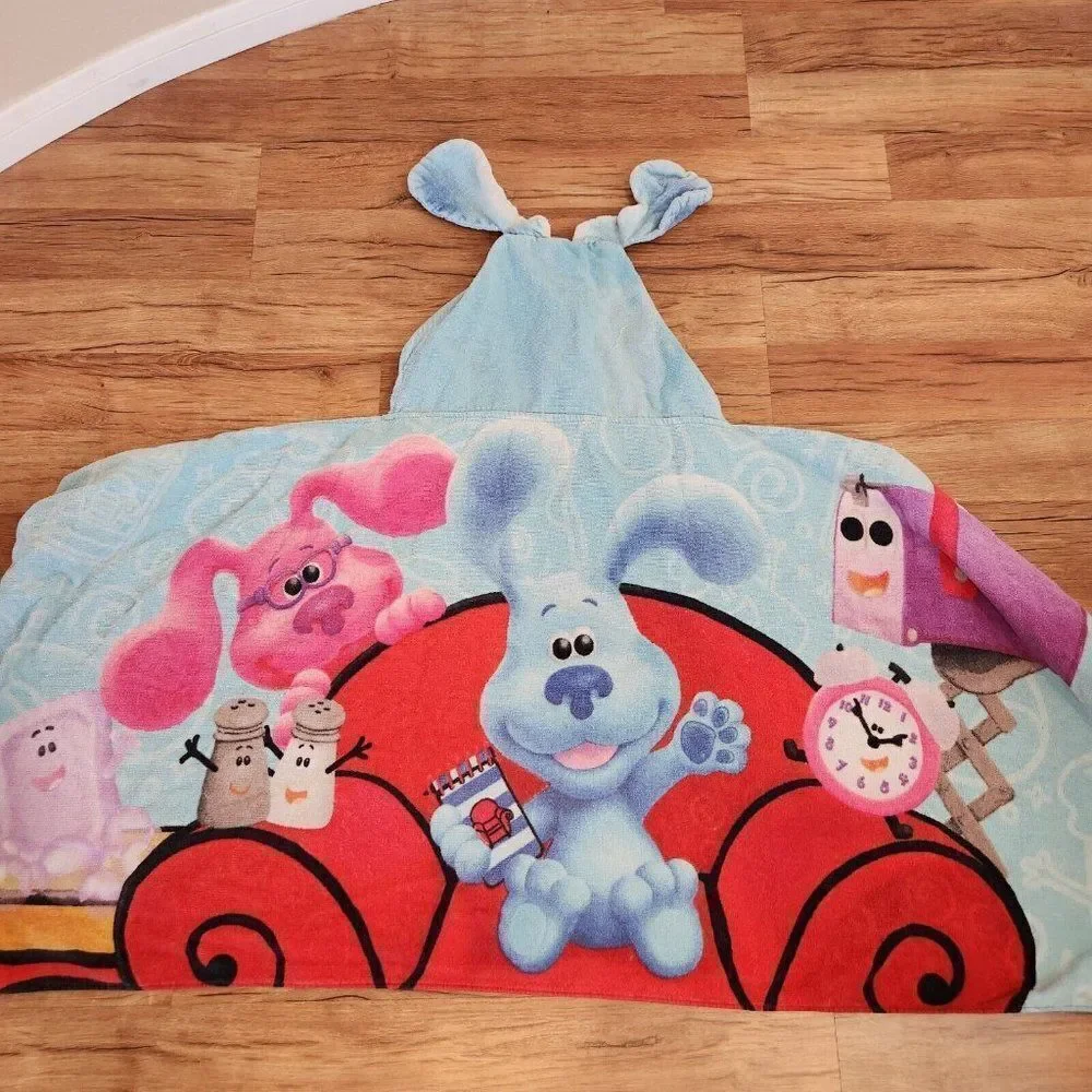 Vintage 90s Blues Clues Hooded Wrap Bath Towel Child Size